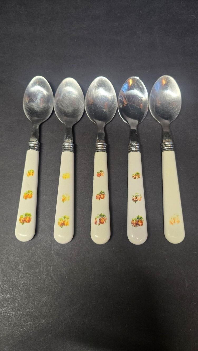China Pearl Apple Stainless Steel Teaspoons Set Of 5 Flatware
